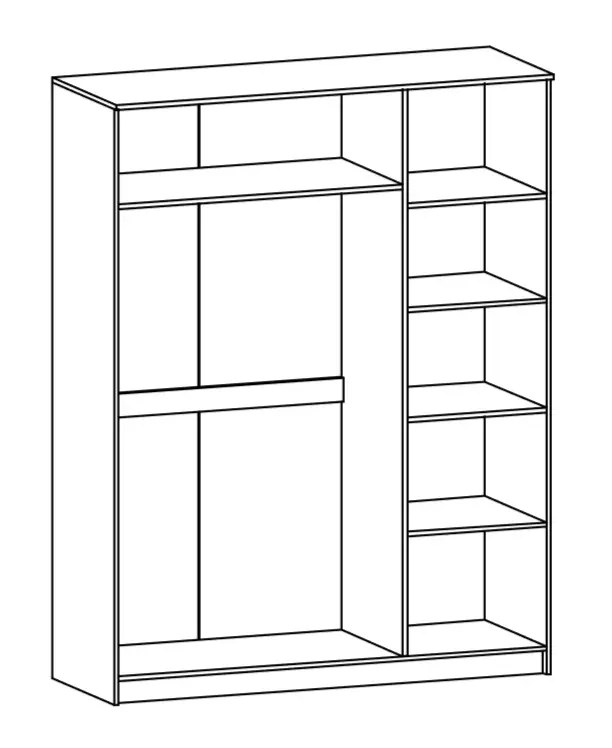Dulap Verona cu 3 usi, polite de Depozitare, Bara de haine si Oglinda 203x156x53 cm [2]