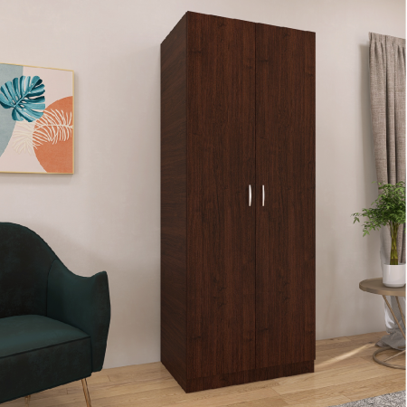 Dulap cu 2 Usi, Raft Depozitare si Bara de Haine 200x80x45 cm,Culoare Wenge din pal de 18 si cant ABS [3]