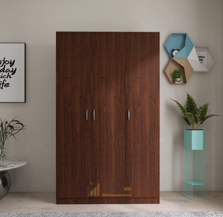 Dulap Wenge cu 3 Usi ,4 polite de Depozitare si 2 buc Bara de Haine, 200X120x50 cm, din Pal de 18 mm [1]