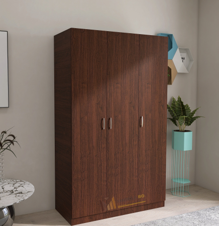 DULAPURI 3 USI - Dulap Wenge cu 3 Usi ,4 polite de Depozitare si 2 buc Bara de Haine, 200X120x50 cm, din Pal de 18 mm