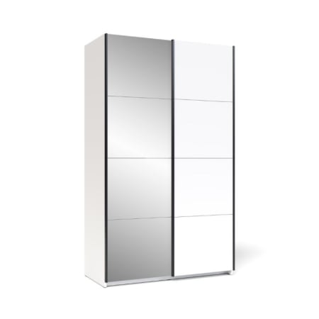 Dulap Zegna cu 2 Uși Culisante si Oglinda, 150x61x204,5 cm, Culoare Alb Platinum [1]