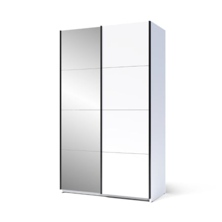 Dulap Zegna cu 2 Uși Culisante si Oglinda, 150x61x204,5 cm, Culoare Alb Platinum [2]