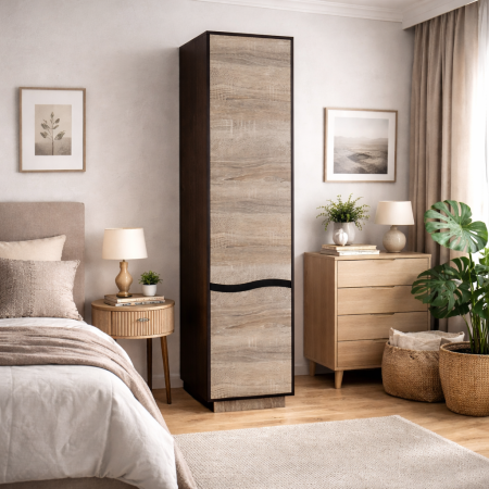 Dulapuri 1 ușă - Dulap Zeneva cu 2 Usi, Culoare Sonoma Trufă cu Wenge Magia