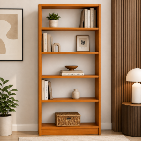 Etajere & birouri - Etajera Birou cu 4 Polite de Depozitare 200x70x35 cm, Culoare Cires, Material PAL de 18mm