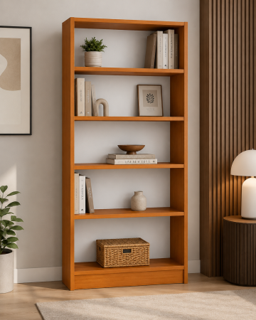 Etajere & birouri - Etajera Birou cu 4 Polite de Depozitare 200x70x35 cm, Culoare Cires, Material PAL de 18mm