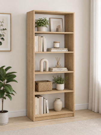 Etajere & birouri - Etajera Birou cu 4 Polite de Depozitare 200x70x35 cm, Culoare Sonoma, Material PAL de 18mm