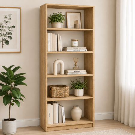 Etajere & birouri - Etajera Birou cu 4 Polite de Depozitare 200x70x35 cm, Culoare Sonoma, Material PAL de 18mm