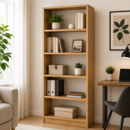 Etajere & birouri - Etajera Birou cu 4 Polite de Depozitare 200x70x35 cm, Culoare Stejar Auriu, Material PAL de 18mm