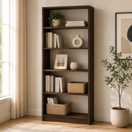 Etajere & birouri - Etajera Birou Deco Wenghe cu 4 Polite de Depozitare Dimensiuni : 200x70x35