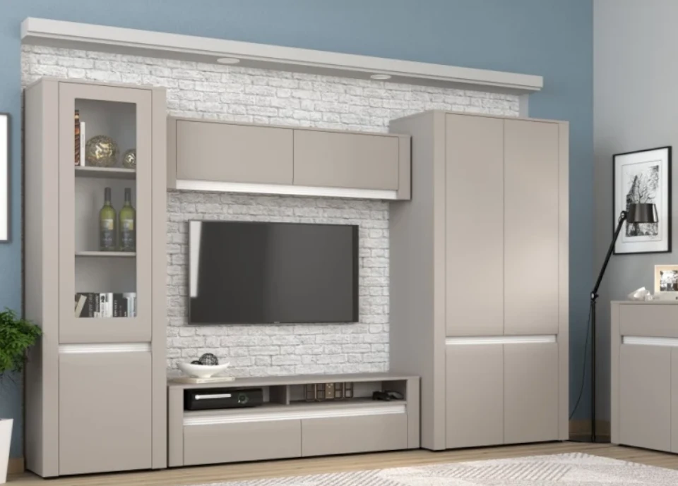 NOUTATI - Living Bodena, Culoare Casmir cu Alb, Masura 290 x 50 x 192 cm