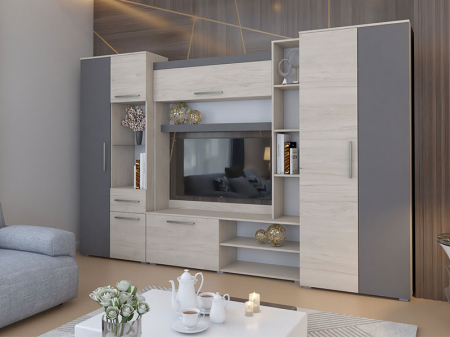 NOUTATI - Living Royal, Culoare Ulb deschis cu Gri Antracit