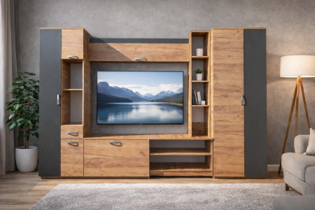 Living Royal V4 310 cm, Stejar Auriu & Gri Antracit – Mobilier Living Modern PAL 18 mm [2]