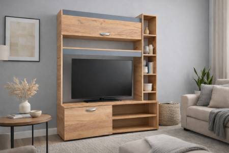 Noutati - Living Royal V1 120 cm, Stejar Auriu & Gri Antracit – Mobilier Living Modern PAL 18 mm