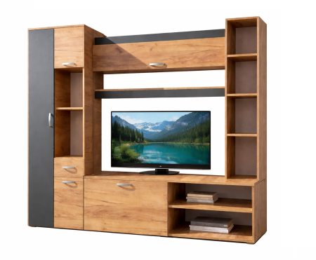 Living Royal V2 230 cm, Stejar Auriu & Gri Antracit – Mobilier Living Modern PAL 18 mm [1]