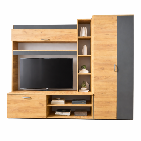 Living Royal V3 240 cm, Stejar Auriu & Gri Antracit – Mobilier Living Modern PAL 18 mm [2]