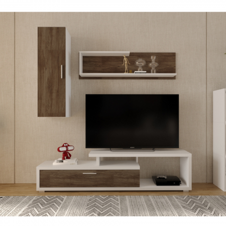 LIVINGURI - Living Smart 170 cm, Culoare Alb/Stejar Inchis