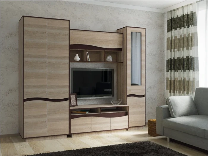 LIVINGURI - Living Zeneva 2.45 m, Culoare Sonoma Trufă cu Wenge Magia