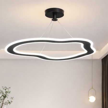 Corpuri iluminat - Lustră LED modernă neagră, 27W, 3 funcții lumină (rece/caldă/neutră)