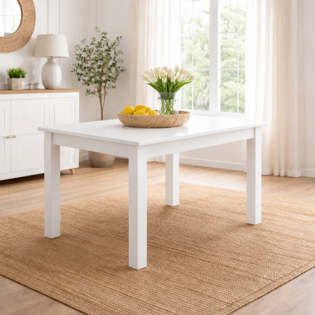 Mese - Masă Bucătărie Dreptunghiulară Fixă 120x80x80 cm, PAL 18 mm, Alb Mat