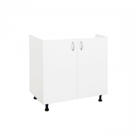 INFERIOARE BUCATARIE - Masca Pentru Chiuveta cu 2 usi Albe 80x87x50 cm din Pal 18mm si cu Picioare Reglabile