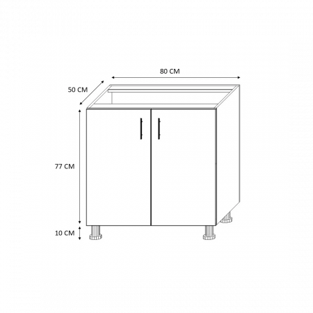 Masca Pentru Chiuveta cu 2 usi Albe 80x87x50 cm din Pal 18mm si cu Picioare Reglabile [1]