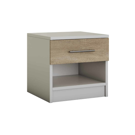 COMODE - Noptiera Ella, Masura 45x44x42 cm, Culoare Alb/Sonoma