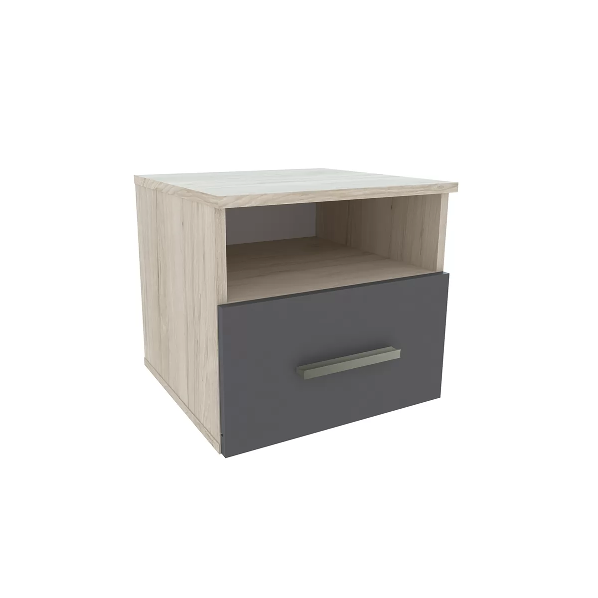 COMODE - Noptiera Barry, Masura 42x40x40 cm, Culoare Stejar Deschis/Gri Antracit