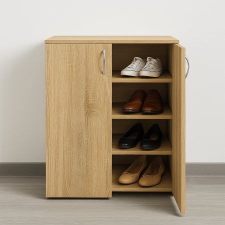 Pantofar cu 2 usi si 3 polite, Culoare Sonoma, 100x70x40cm, Pal 18mm [2]