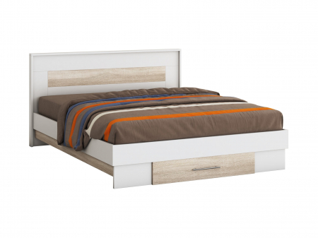 PATURI - Pat Ella Fara Saltea, Masura 160x200 cm, Culoare Alb cu Sonoma