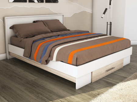 Pat Ella Fara Saltea, Masura 160x200 cm, Culoare Alb cu Sonoma [3]