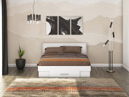 Pat Ella Cu Saltea, Masura 160x200 cm, Culoare Alba [1]