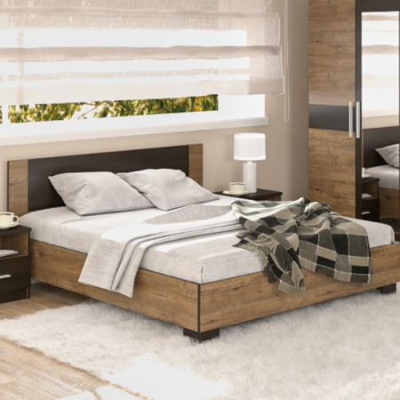 Pat Verona cu picioare, Culoare Stejar cu Wenge, 160x200 cm [1]