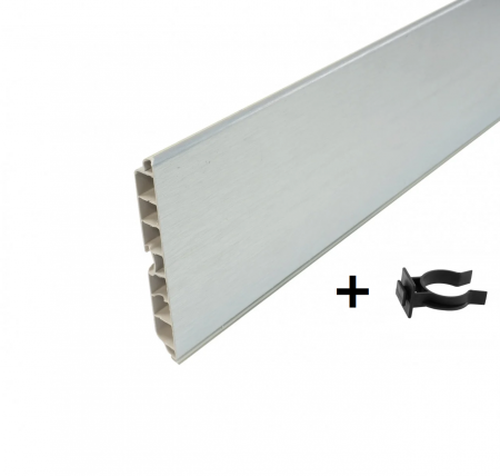 ACCESORII - Plinta PVC pentru mascare picioare bucatarie, L=2000 mm, H=100, 1 canal pentru clips, finisaj aluminiu