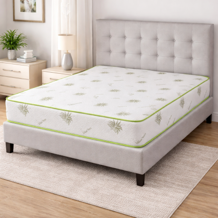 Saltea 140 cm Superortopedică Bumbac , 24 cm Grosime, Nucleu Arcuri, Husă Jacquard Antialergică [2]