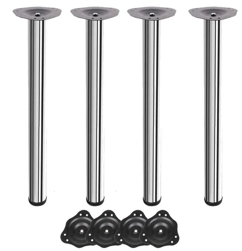 NOUTATI - Set 4 picioare Solusa pentru blat masa, FI60x710 mm, finisaj crom lucios