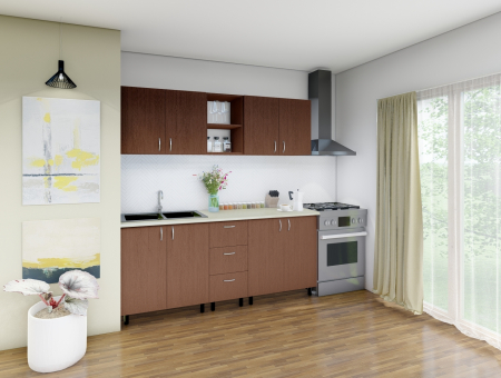 Bucatarie Star 200 cm, Culoare Wenge din Pal 18mm [3]