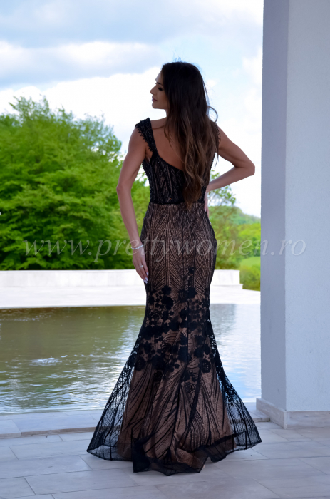 Rochie sirena din dantela cu pietricele aplicate [3]