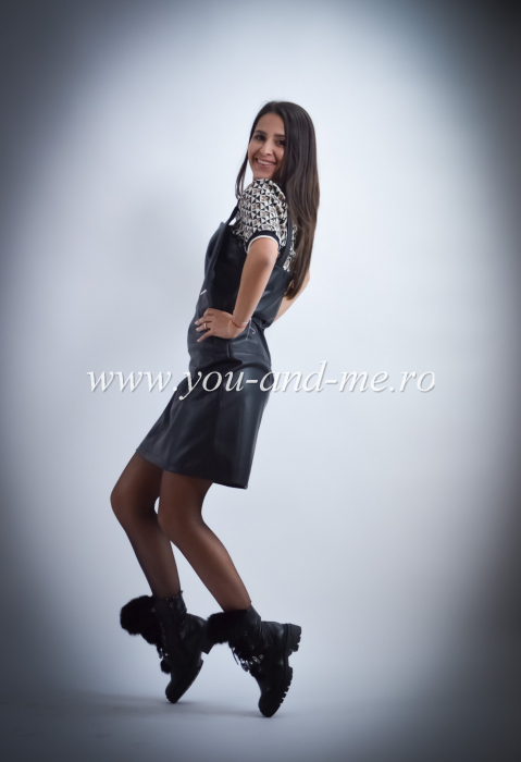 Rochie sarafan din piele ecologica cu bluza [2]