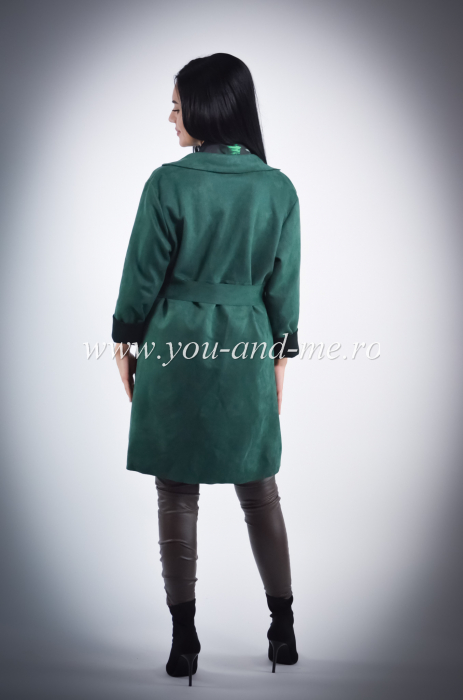 Jacheta verde cu revere si cordon [5]