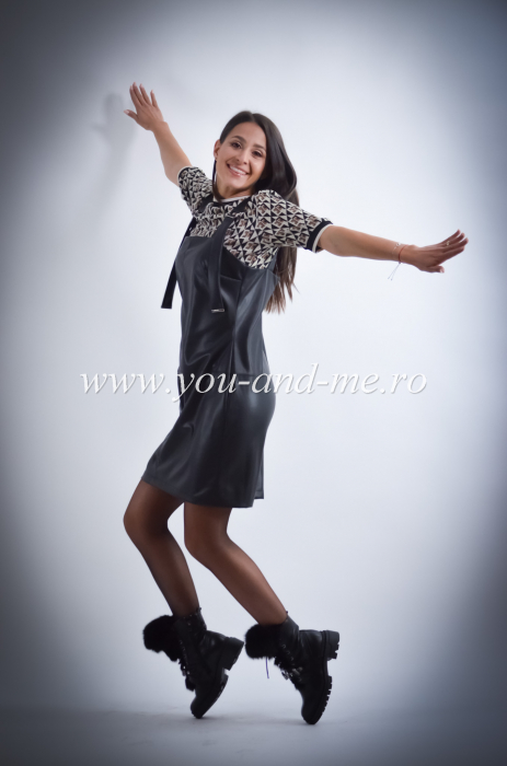 Rochie sarafan din piele ecologica cu bluza [6]