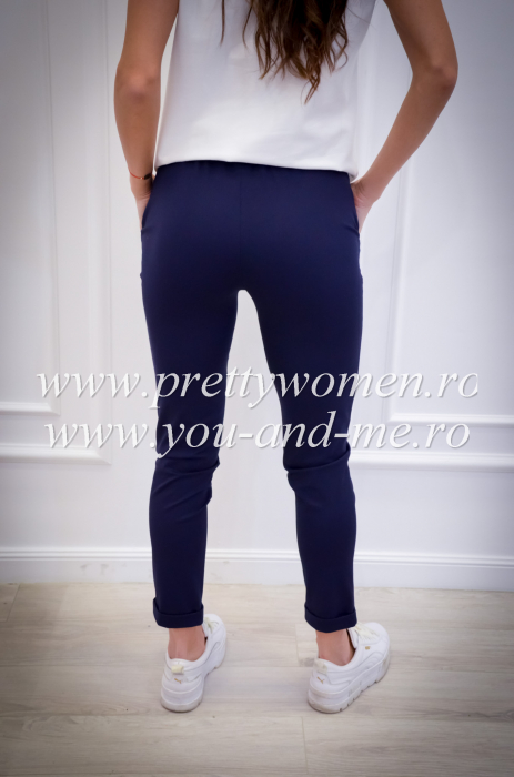 Pantaloni bleumarin cu snur in talie [4]