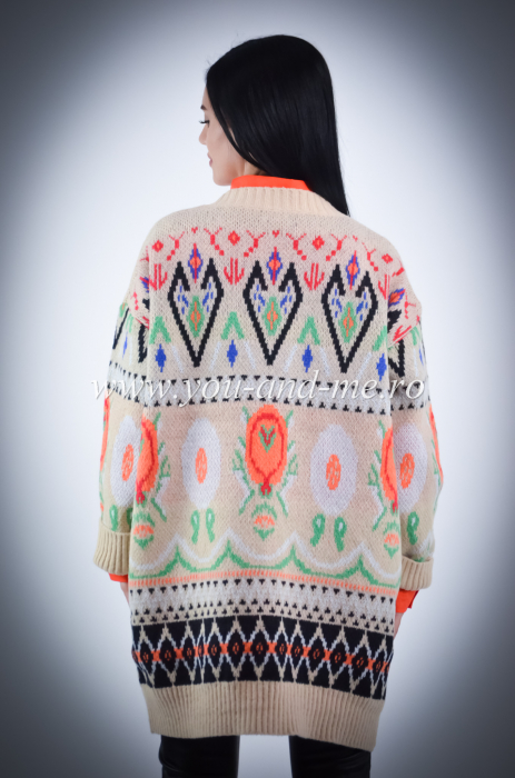 Jacheta tricotata cu imprimeu geometric [4]
