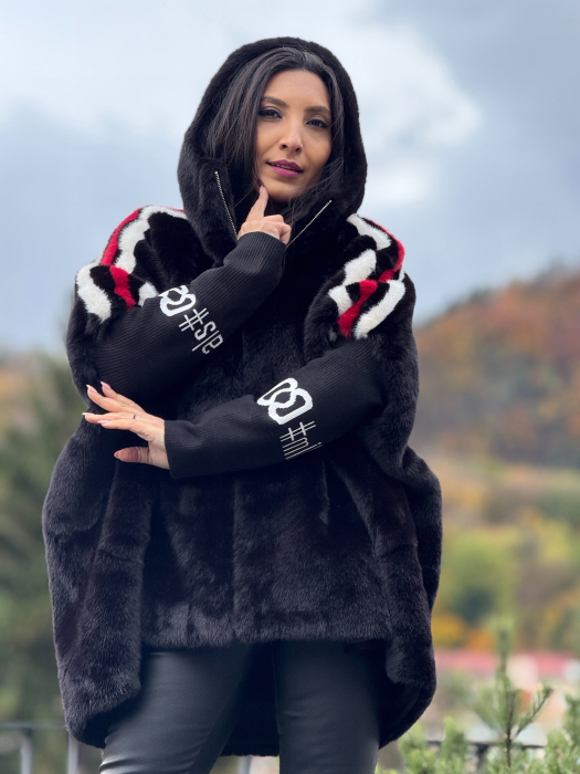 Blana cu dunga rosie si manseta tricotata [2]