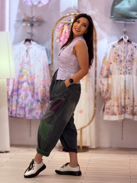 Blugi scurti din denim cu talie elastica [3]