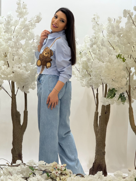 Blugi wideleg cu snur in talie [6]
