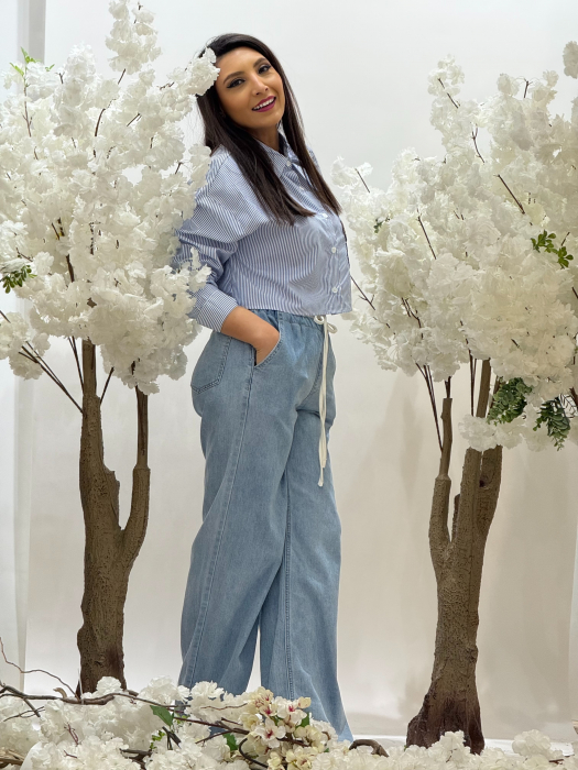 Blugi wideleg cu snur in talie [4]