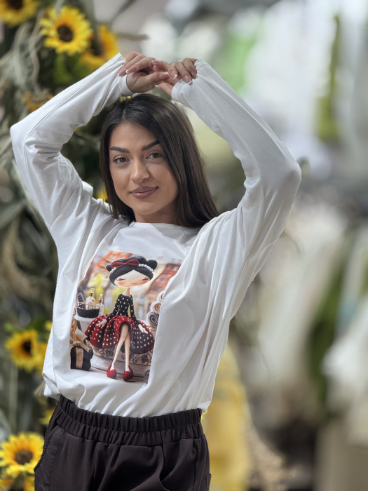 Bluza alba cu imprimeu fetita cu perlute [2]