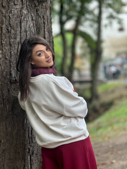 Bluza alba cu imprimeu,Vintage" [4]