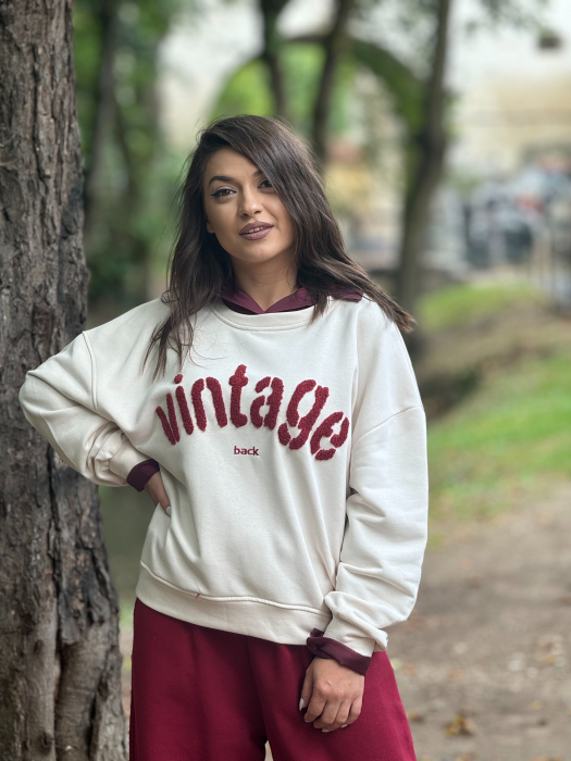 Bluza alba cu imprimeu,Vintage" [2]