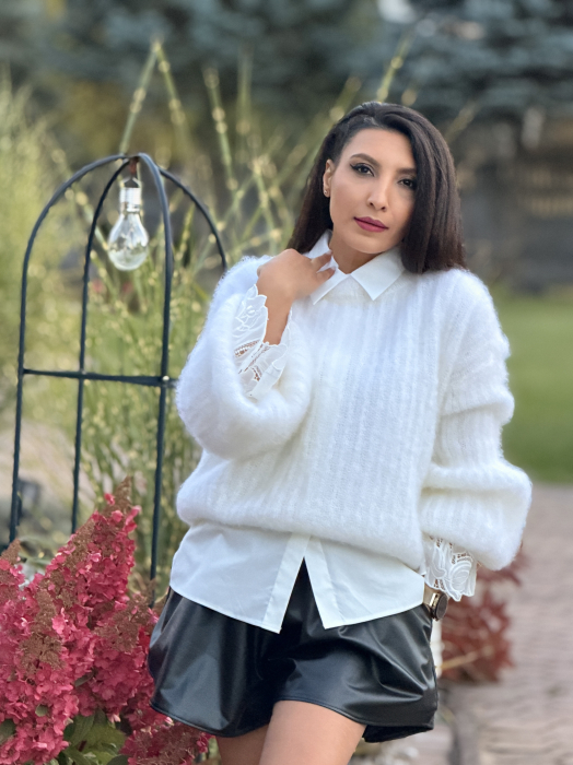 Bluza alba din mohair [2]